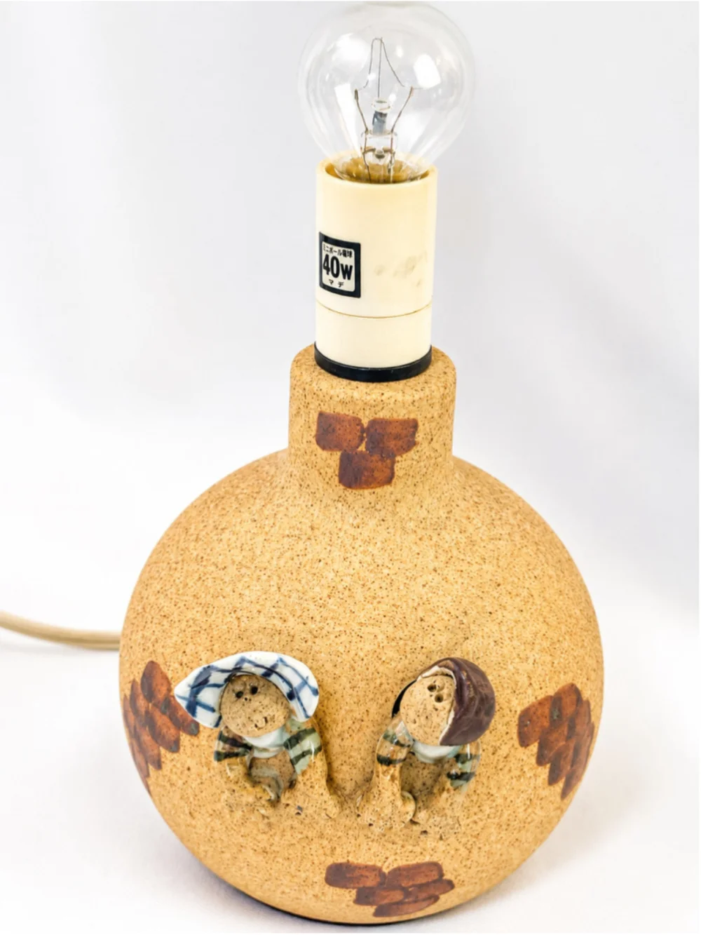 Vintage Tomo Craft Japan Pottery Table Lamp Figural Folk Art Nomad